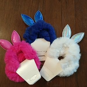 Fluffy Bunny Ear Hair Ties NWT